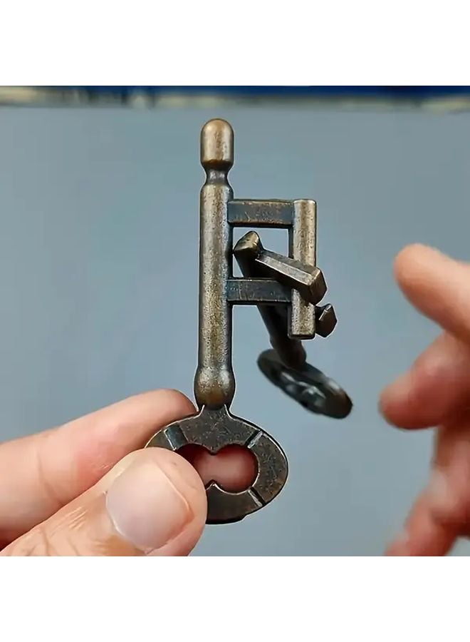 Zinc Alloy Key Lock Puzzle Unbreakable Portable Metal Brain Teaser Toy - Image 4